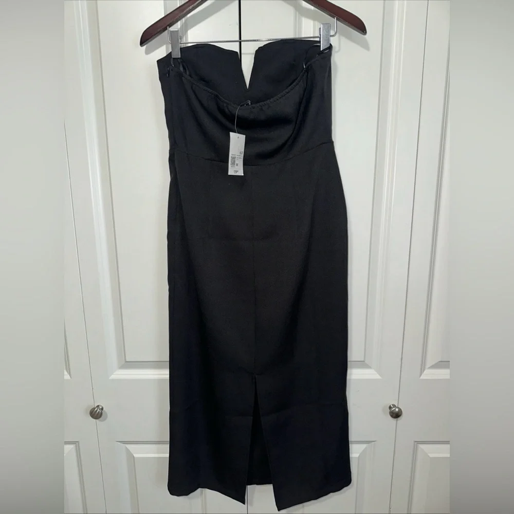 Forever 21 Lightweight Strapless Bodycon Midi Dress M Black NWT - Picture 4 of 4